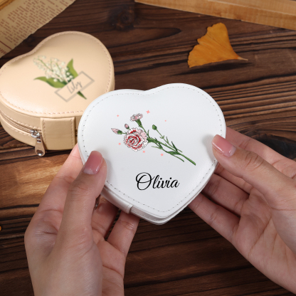 Personalised Jewelry Box – Custom Name & Birth Flower White & Pink Elegant Keepsake Case | Jessemade