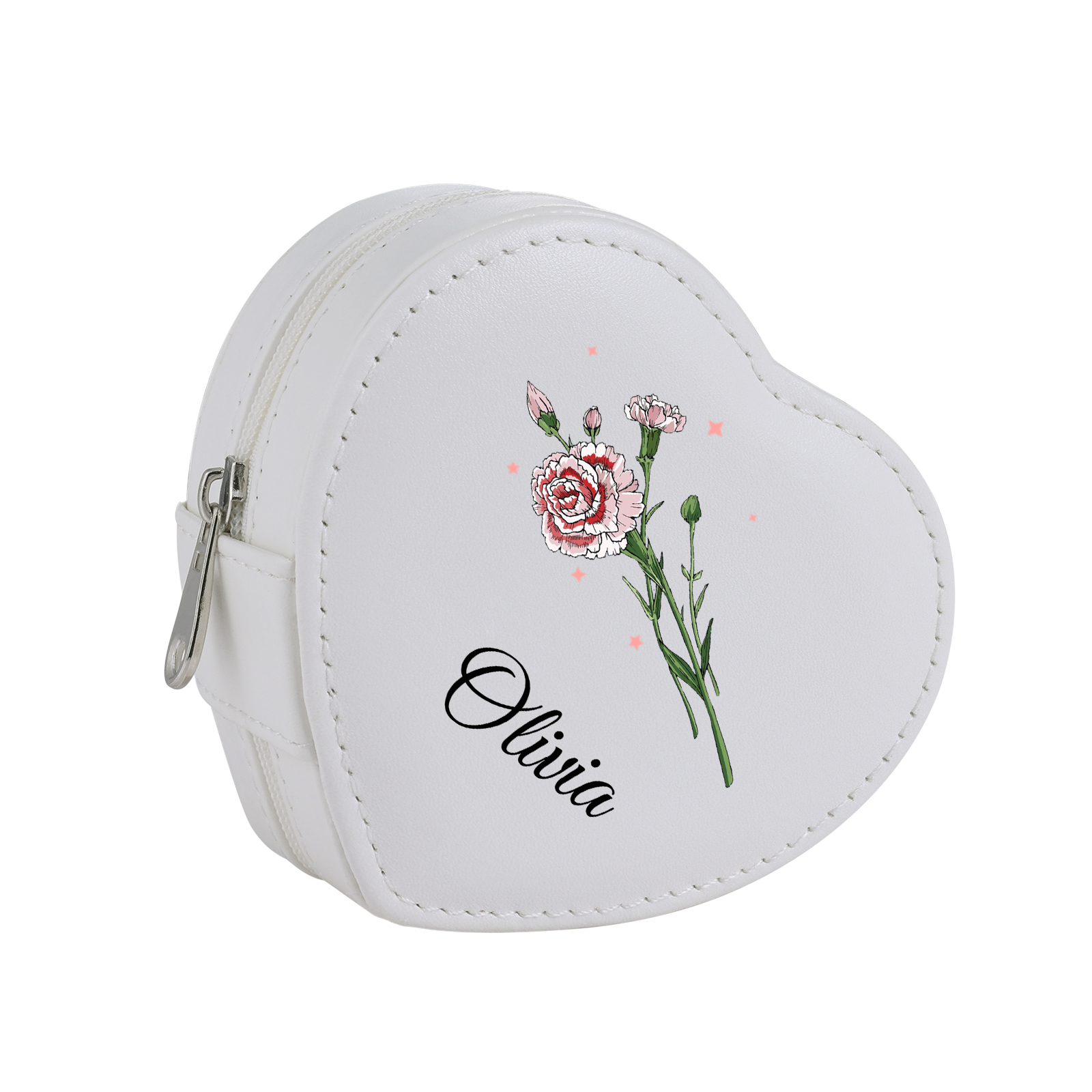 Personalised Jewelry Box – Custom Name & Birth Flower White & Pink Elegant Keepsake Case | Jessemade