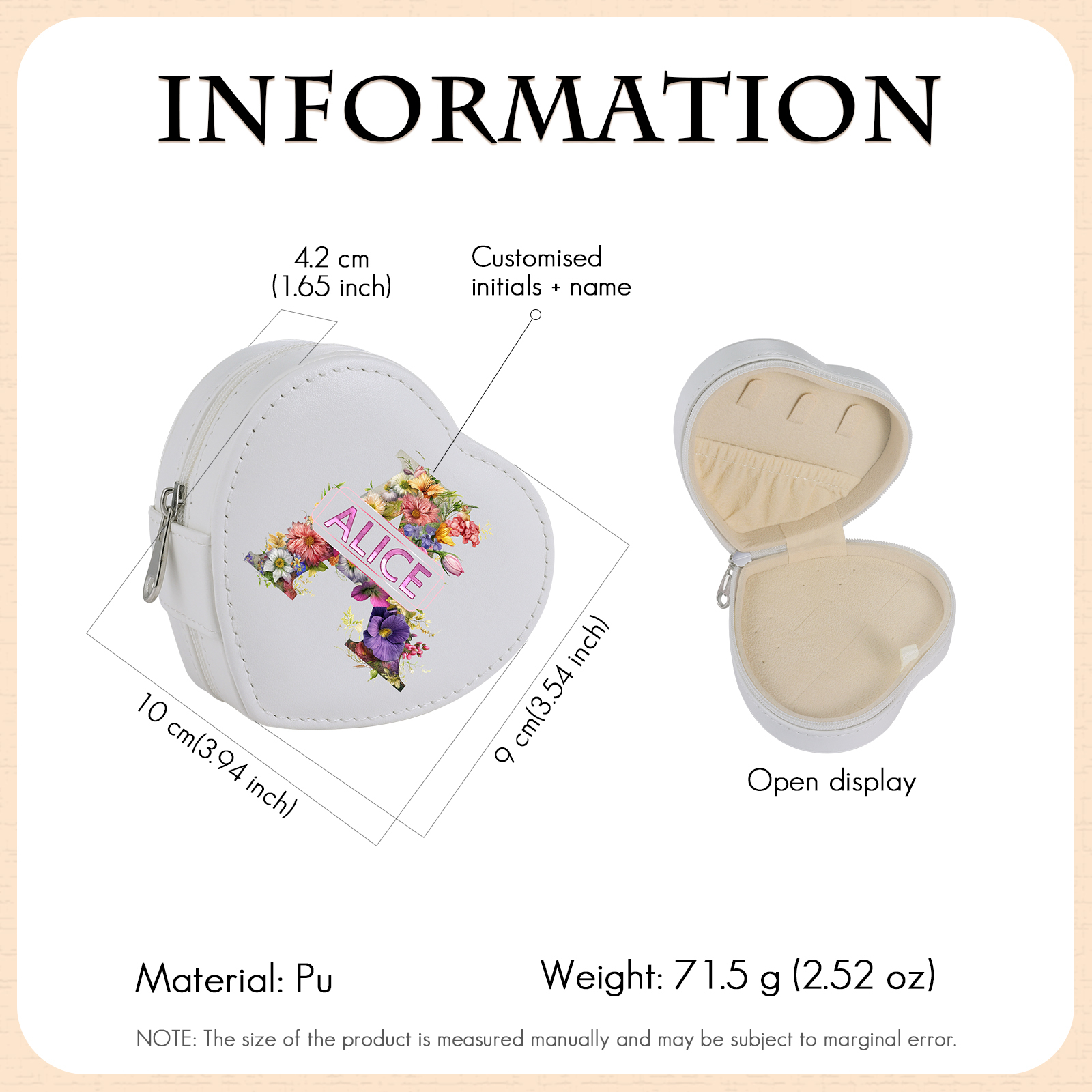 Personalised Jewelry Box – Custom Name & Letter with White & Pink Elegant Keepsake Case | Jessemade