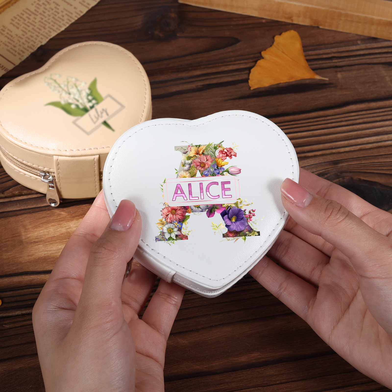 Personalised Jewelry Box – Custom Name & Letter with White & Pink Elegant Keepsake Case | Jessemade