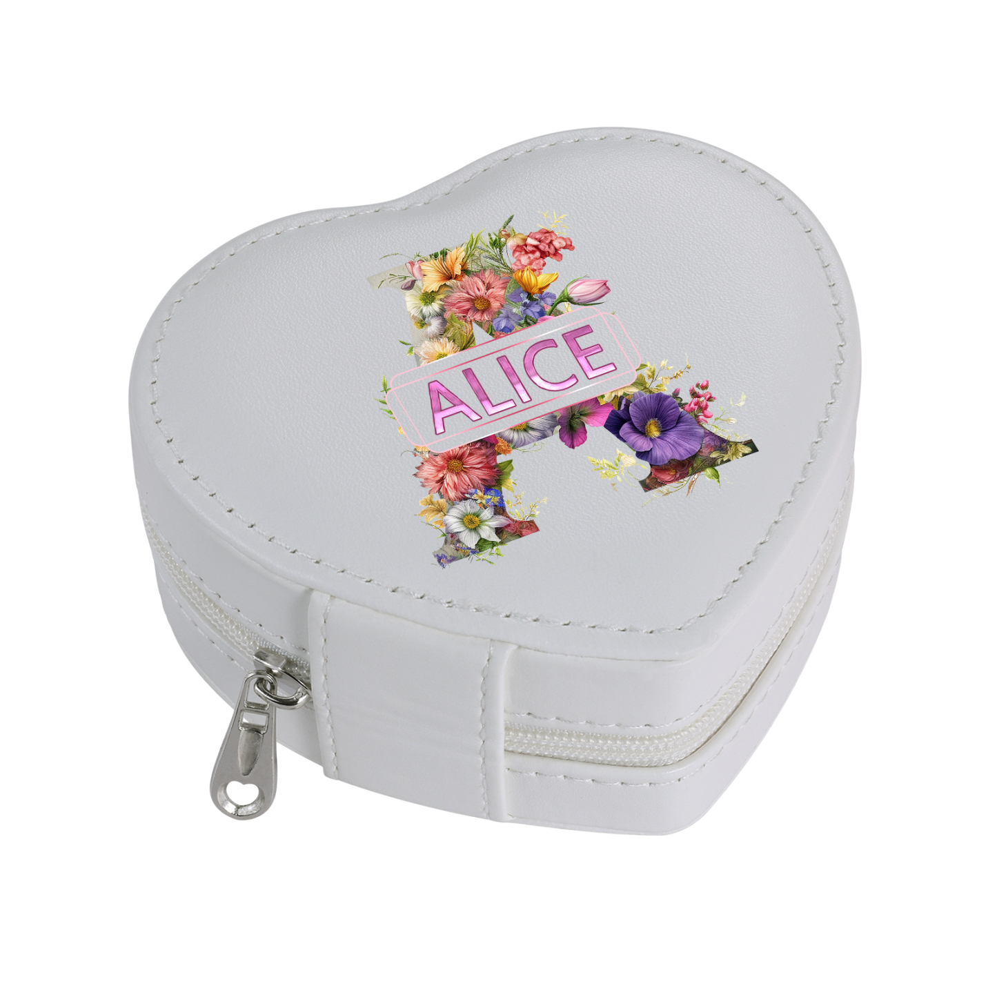 Personalised Jewelry Box – Custom Name & Letter with White & Pink Elegant Keepsake Case | Jessemade