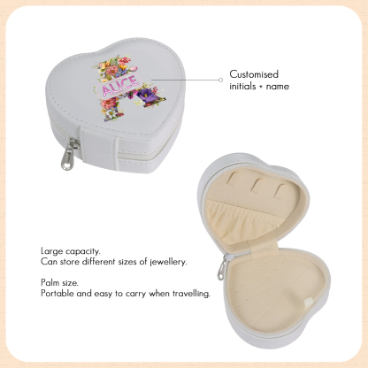 Personalised Jewelry Box – Custom Name & Letter with White & Pink Elegant Keepsake Case | Jessemade