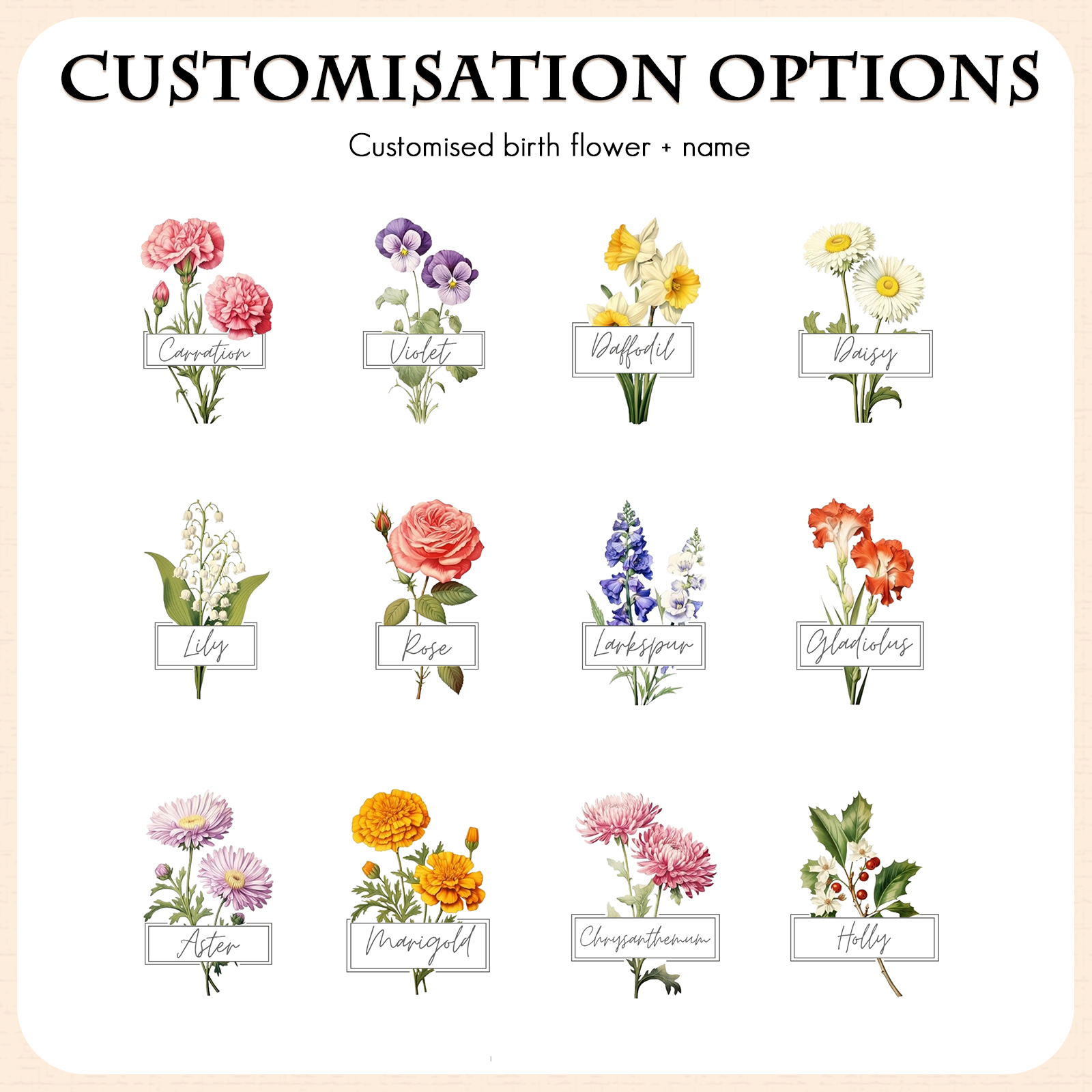 Personalised Jewelry Box – Custom Name & Birth Flower Pink & White Elegant Keepsake Case | Jessemade