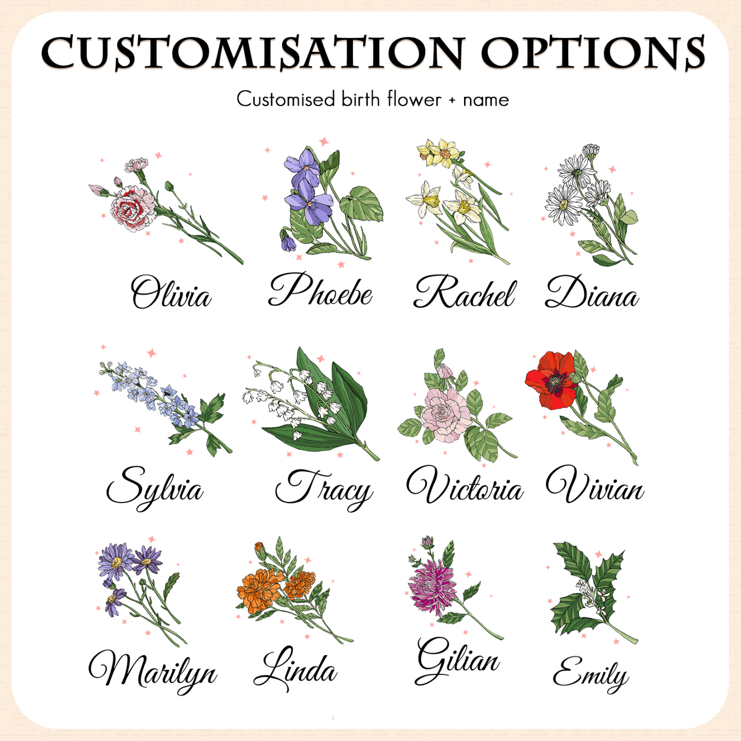 Personalised Jewelry Box – Custom Name & Birth Flower White & Pink Elegant Keepsake Case | Jessemade