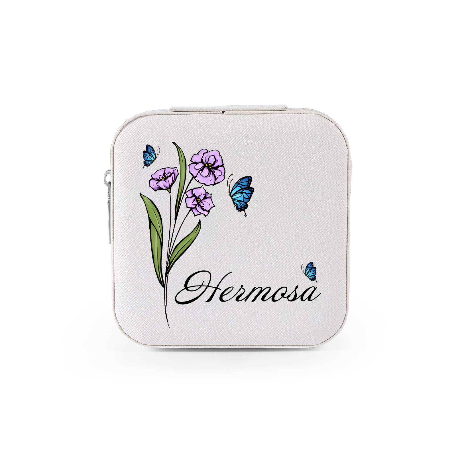 Square Jewelry Storage Photo Box-Personalised 1 Name Customized Birthflower Storage Box In Various Colors