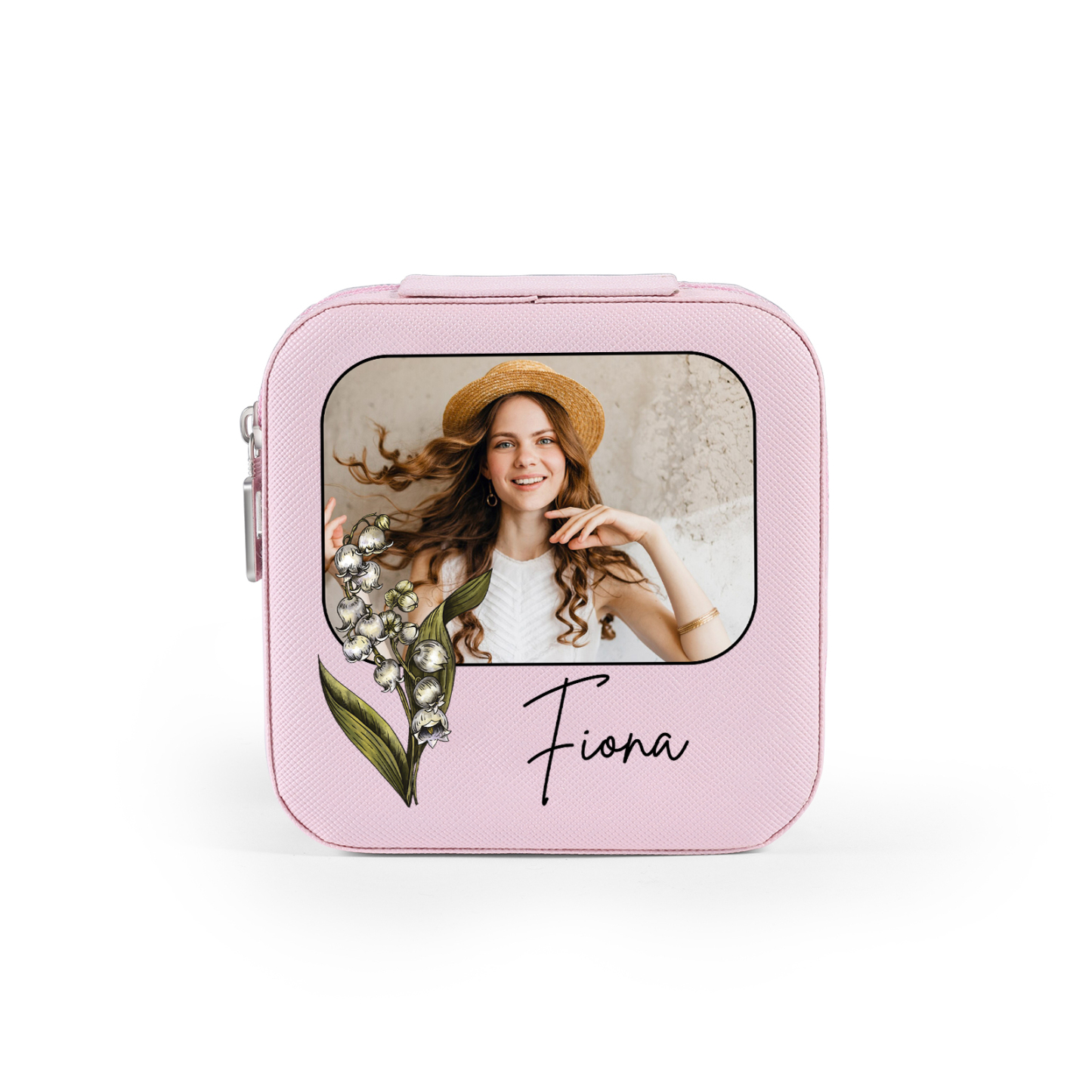 Square Jewelry Storage Photo Box-Personalised 1 Name Customized Birthflower Storage Box In Various Colors