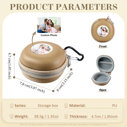 Personalised PU Leather Round Storage Case – Compact & Versatile Organiser