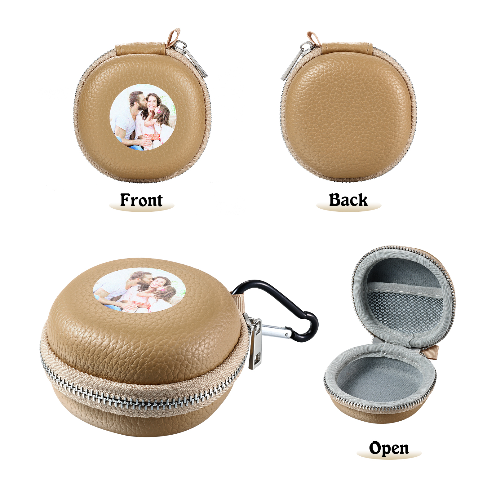 Personalised PU Leather Round Storage Case – Compact & Versatile Organiser