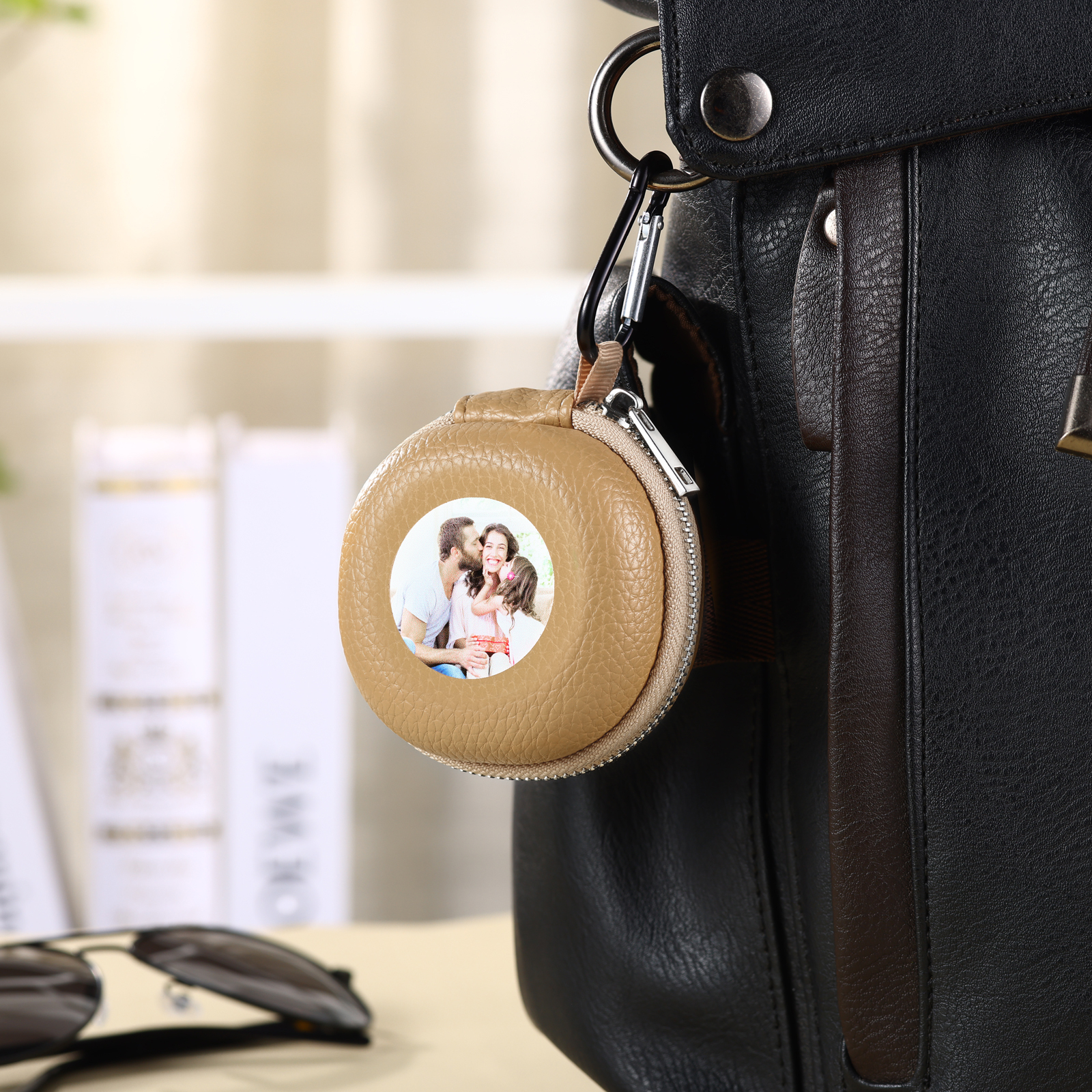 Personalised PU Leather Round Storage Case – Compact & Versatile Organiser