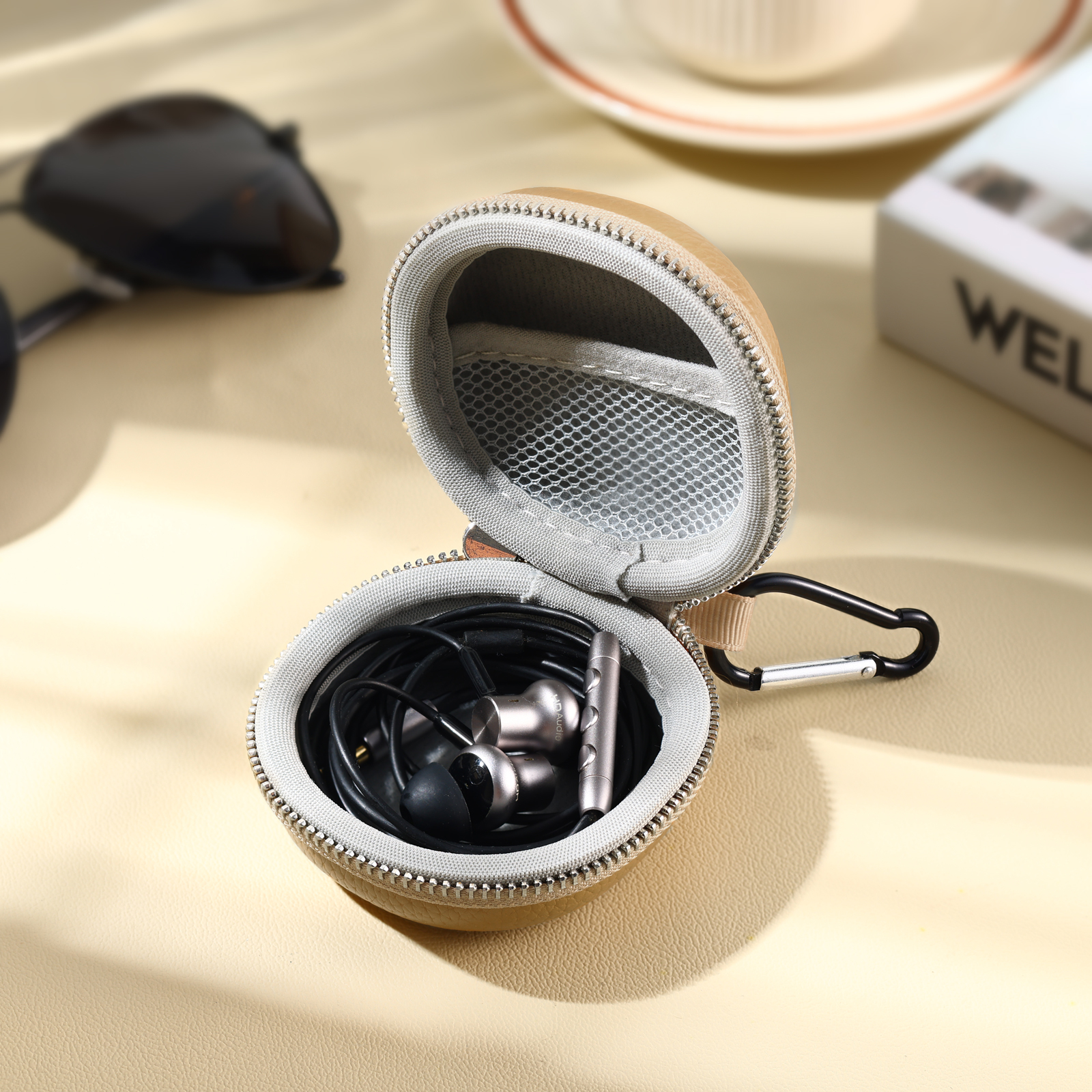 Personalised PU Leather Round Storage Case – Compact & Versatile Organiser