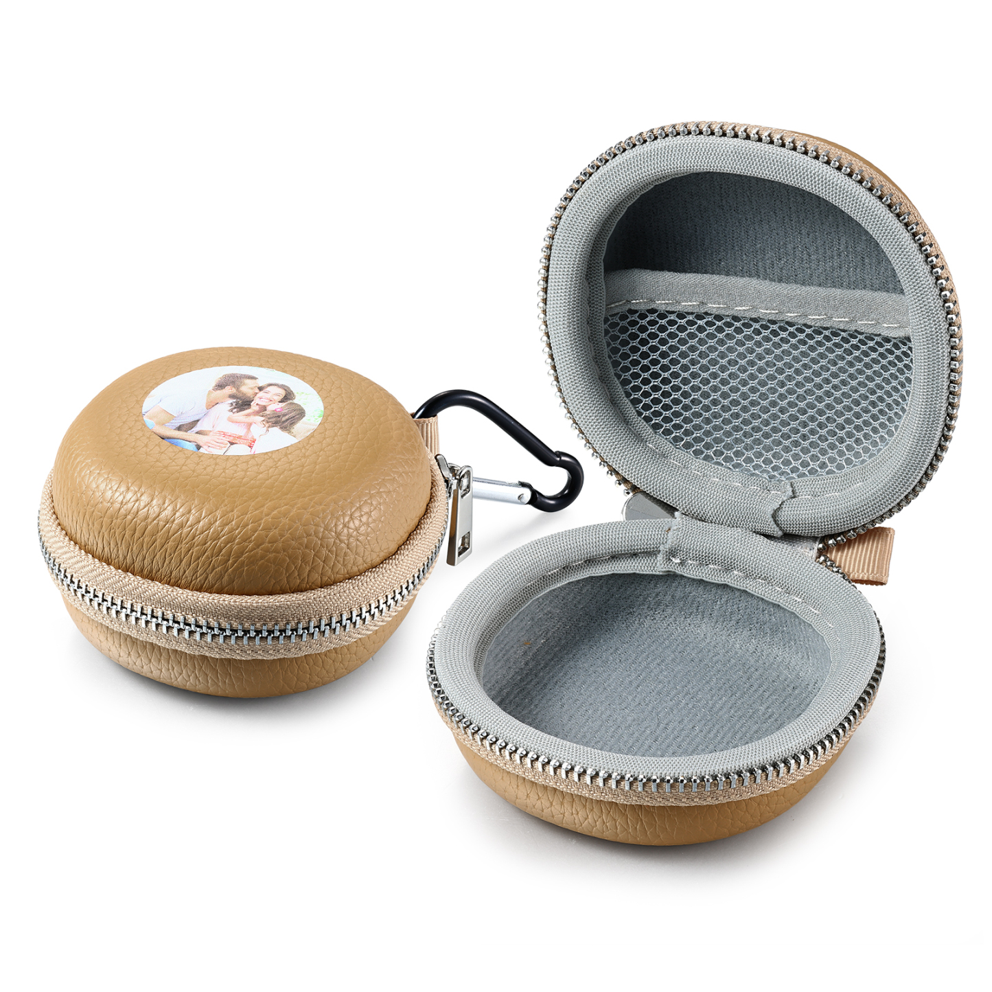 Personalised PU Leather Round Storage Case – Compact & Versatile Organiser