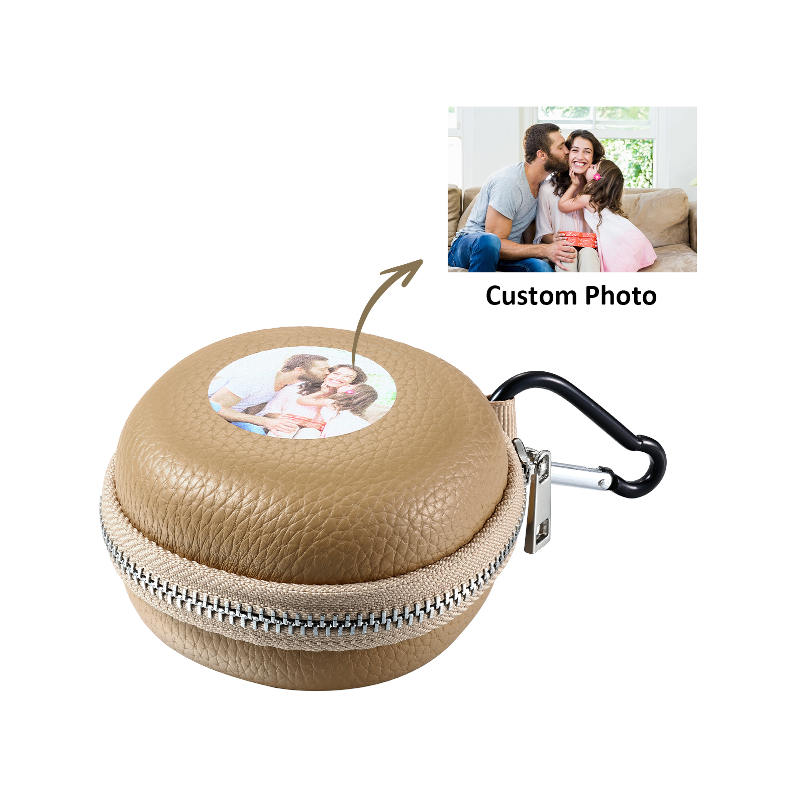 Personalised PU Leather Round Storage Case – Compact & Versatile Organiser