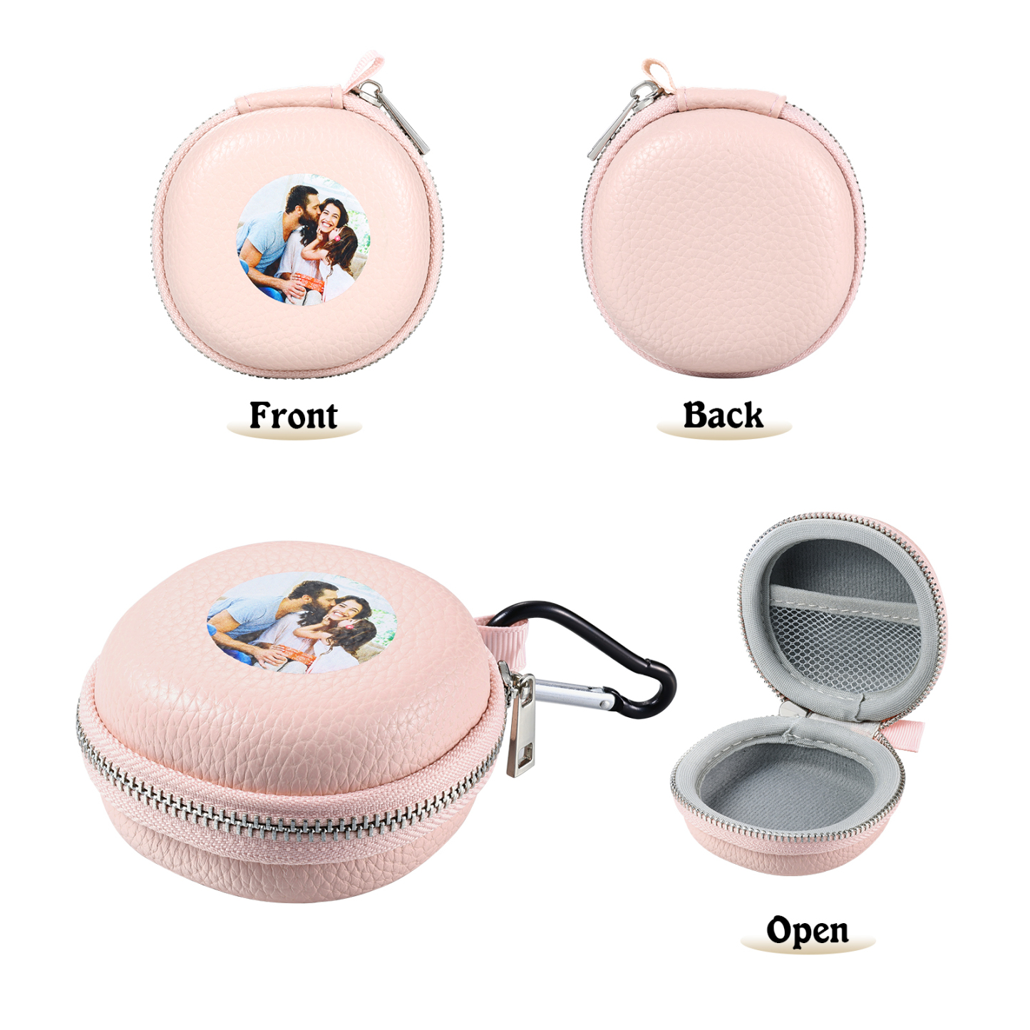 Personalised PU Leather Round Storage Case – Compact & Versatile Organiser