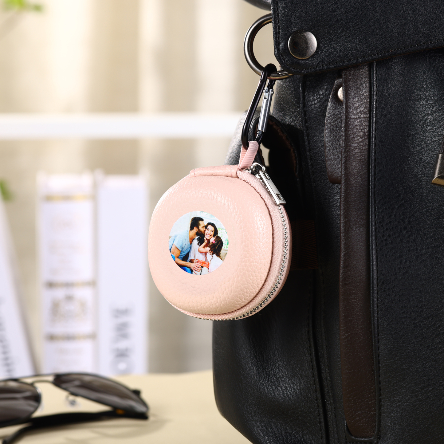 Personalised PU Leather Round Storage Case – Compact & Versatile Organiser