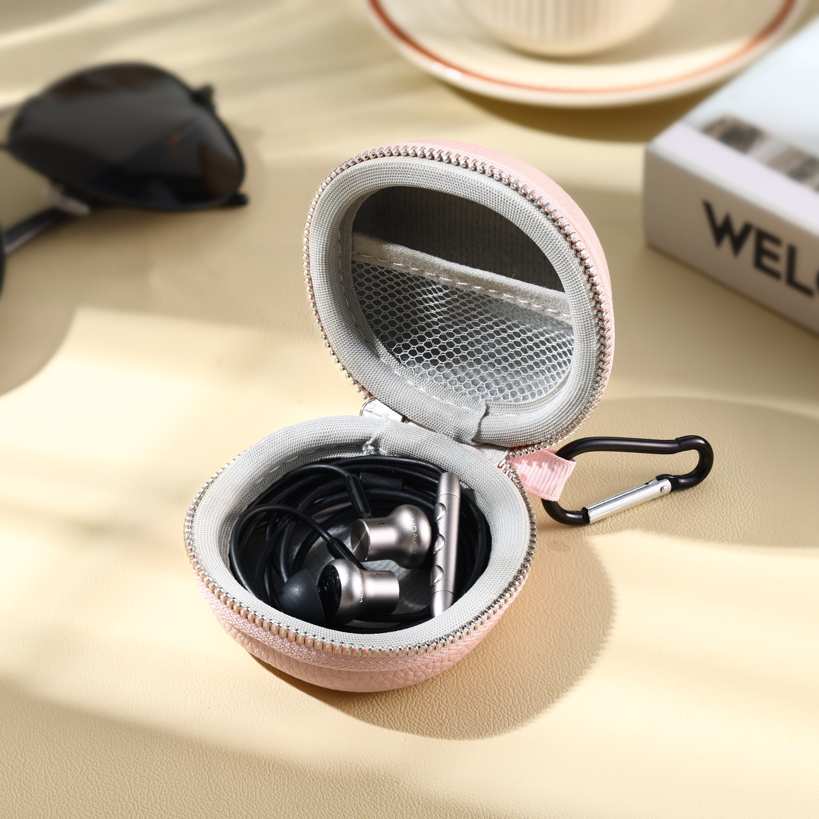 Personalised PU Leather Round Storage Case – Compact & Versatile Organiser