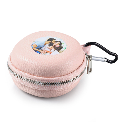 Personalised PU Leather Round Storage Case – Compact & Versatile Organiser