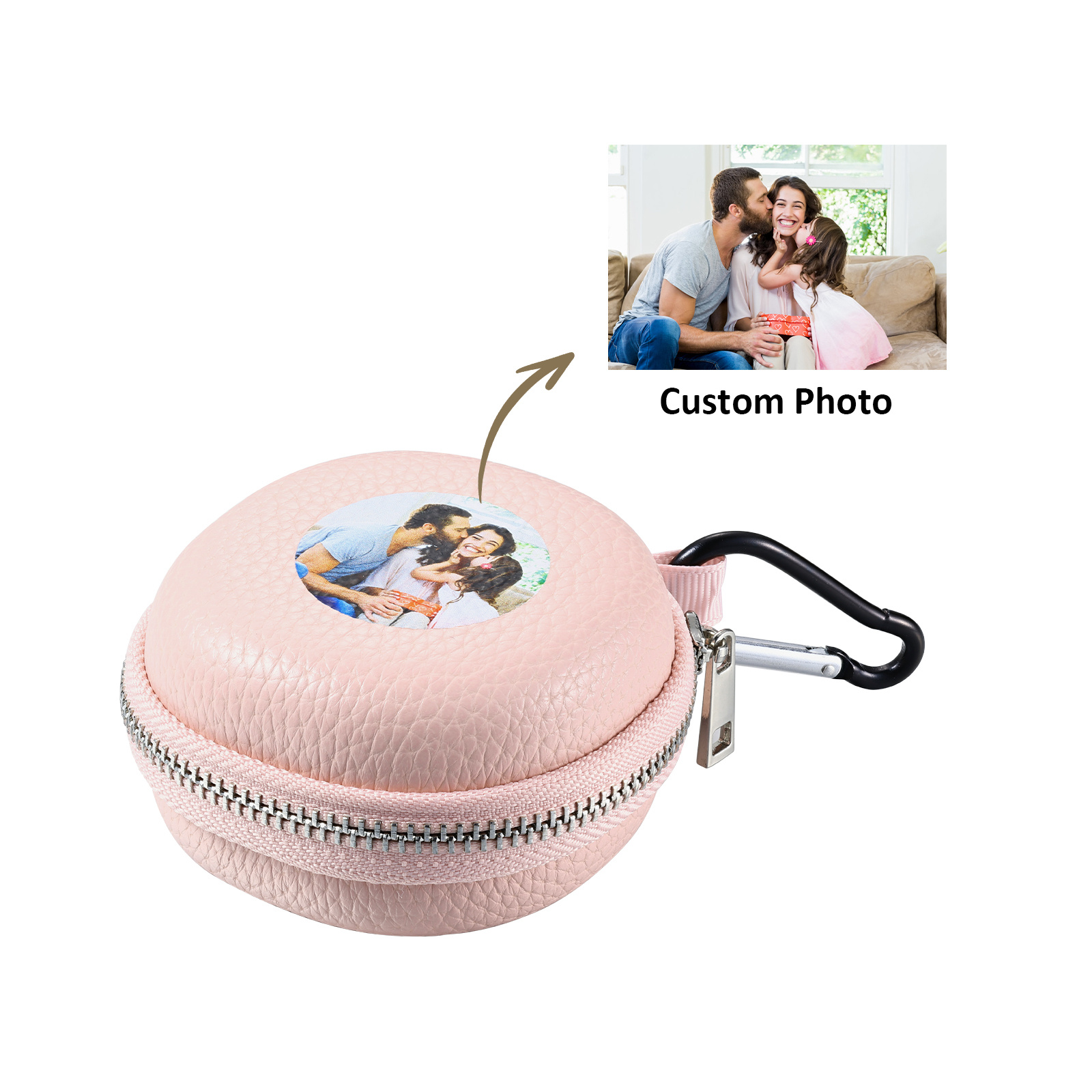 Personalised PU Leather Round Storage Case – Compact & Versatile Organiser