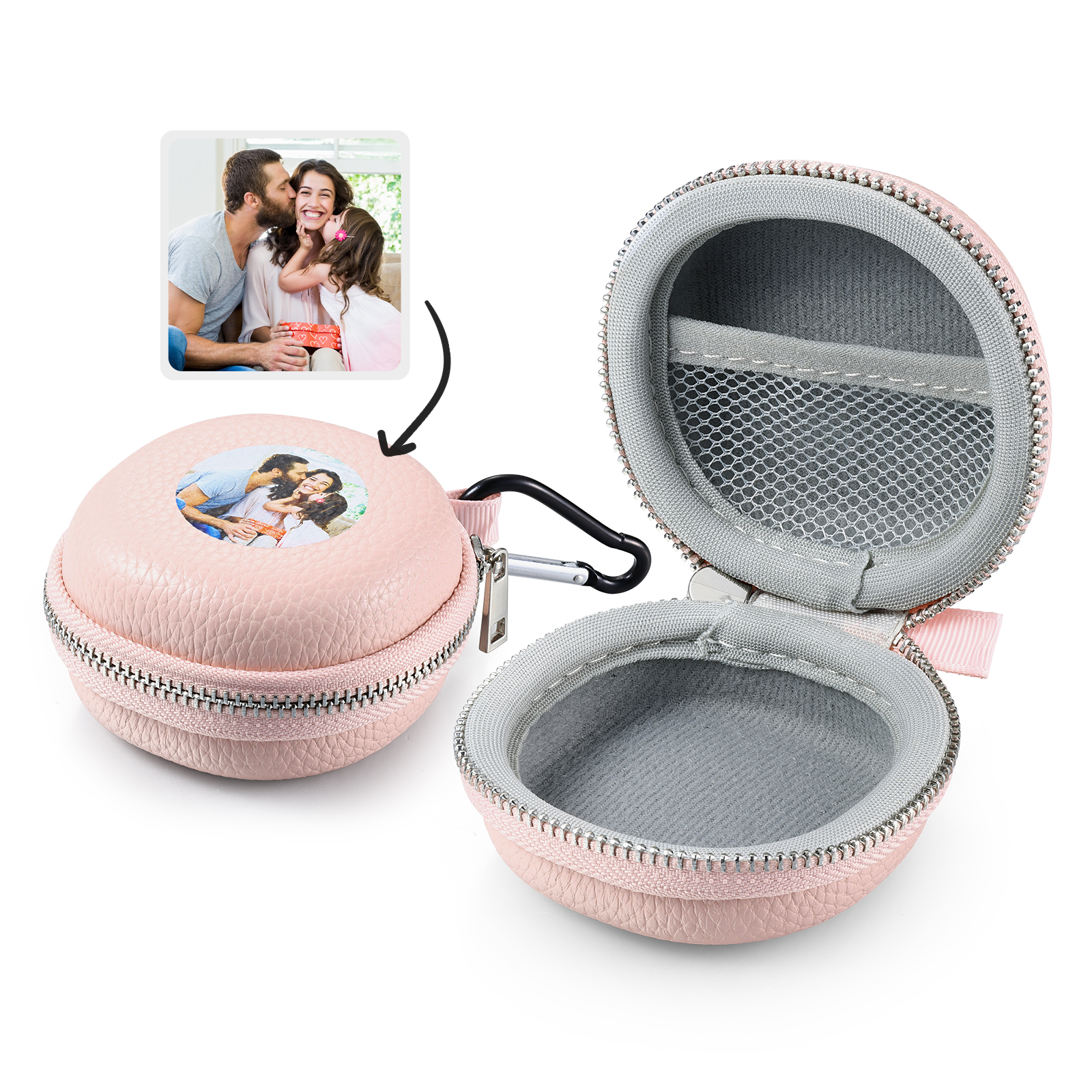 Personalised PU Leather Round Storage Case – Compact & Versatile Organiser