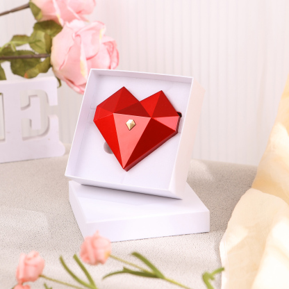 Geometric Heart Ring Box, Elegant Engagement Proposal Jewellery Gift Case | Jessemade