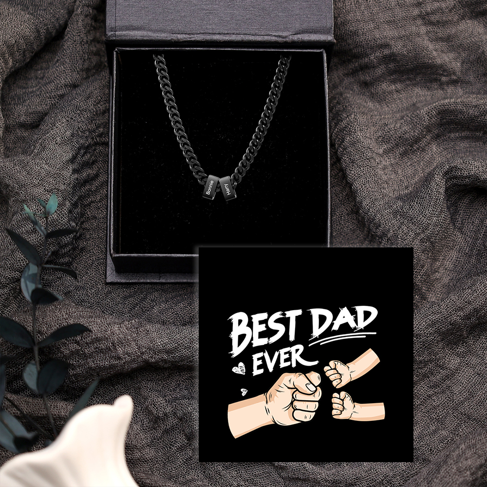 Personalised Curb Chain Necklace with 1-6 Names for Men