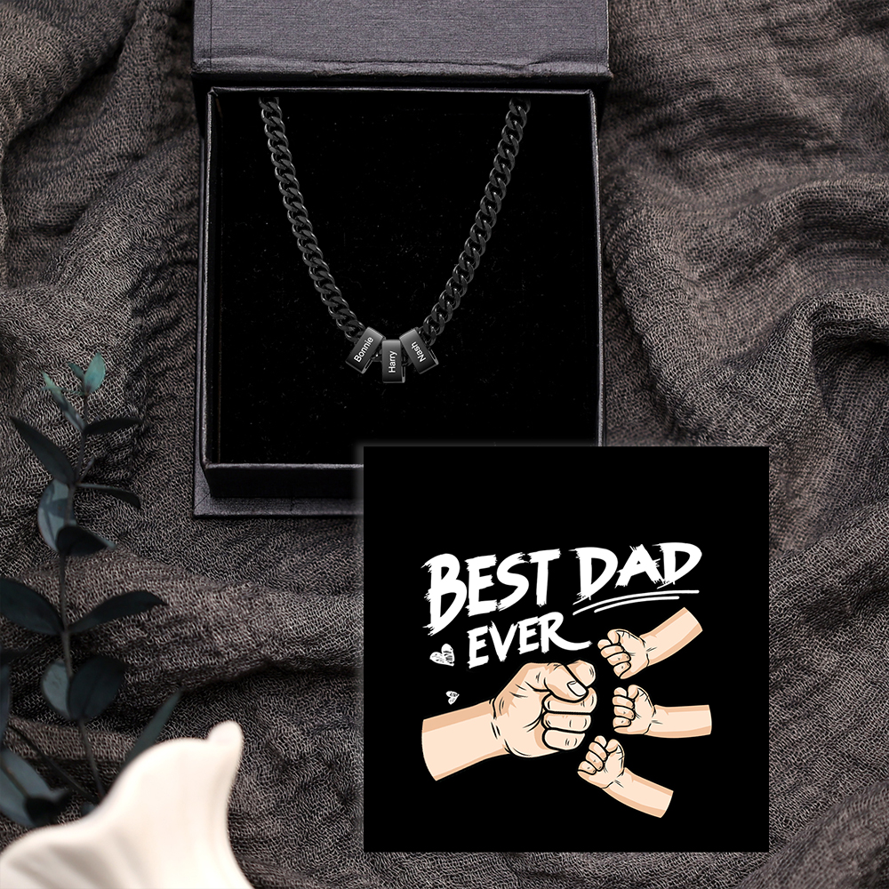 Personalised Curb Chain Necklace with 1-6 Names for Men