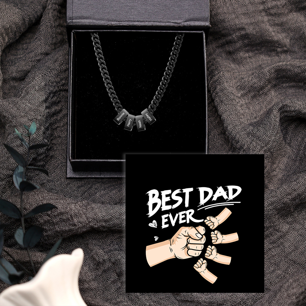Personalised Curb Chain Necklace with 1-6 Names for Men