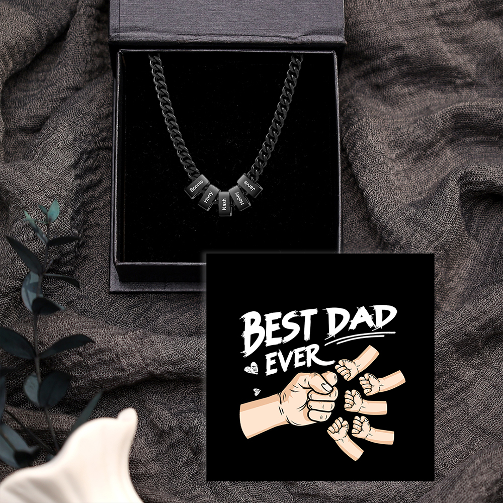 Personalised Curb Chain Necklace with 1-6 Names for Men