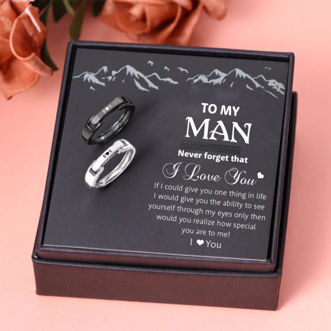 Couple Adjustable Ring Personalised Matching Rings Gift Set With Gift Box for Couple
