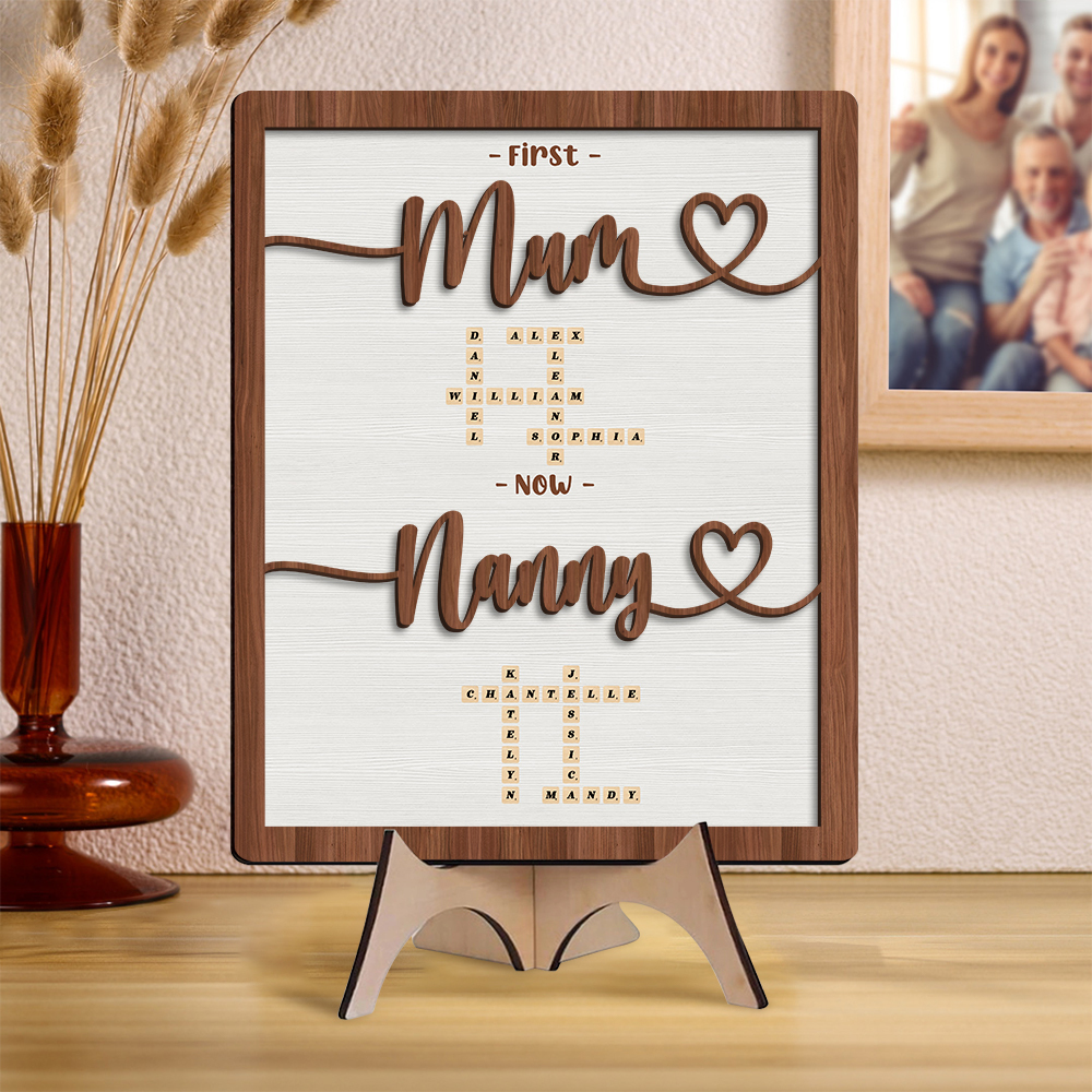 Personalised First Mum Now Nanny Wooden Name Plaque Customisable Birthday Mothers Day Gift For Grandma Nanny | Jessemade