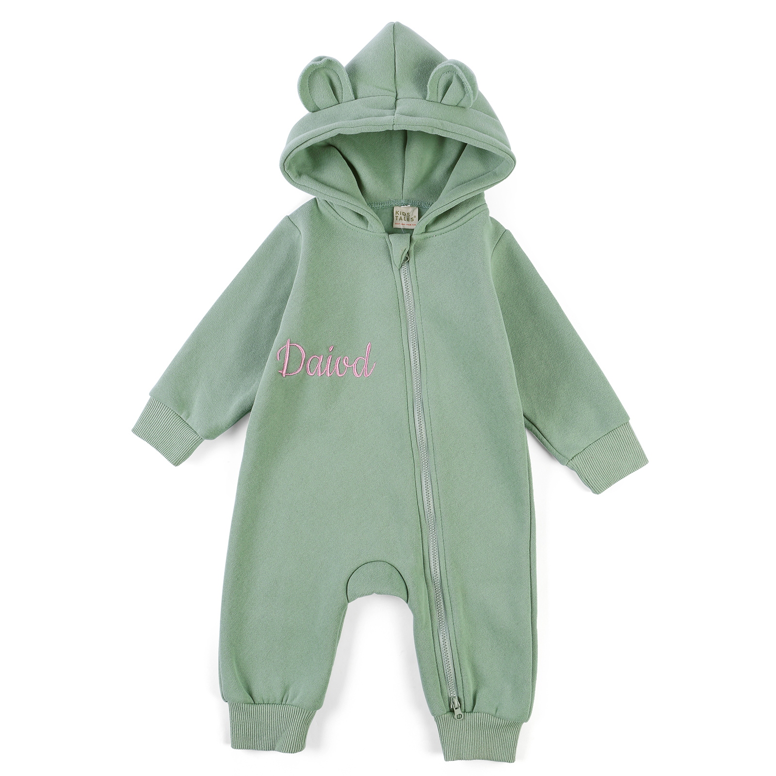 Personalized Baby Onesie – Customized Green Cotton Romper with Name – Exclusive Baby Gift | Jessemade