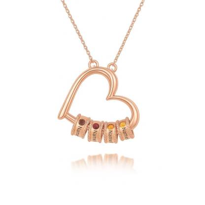 Customised Heart Necklace With 1-5 Birthstones for Her | Jessemade