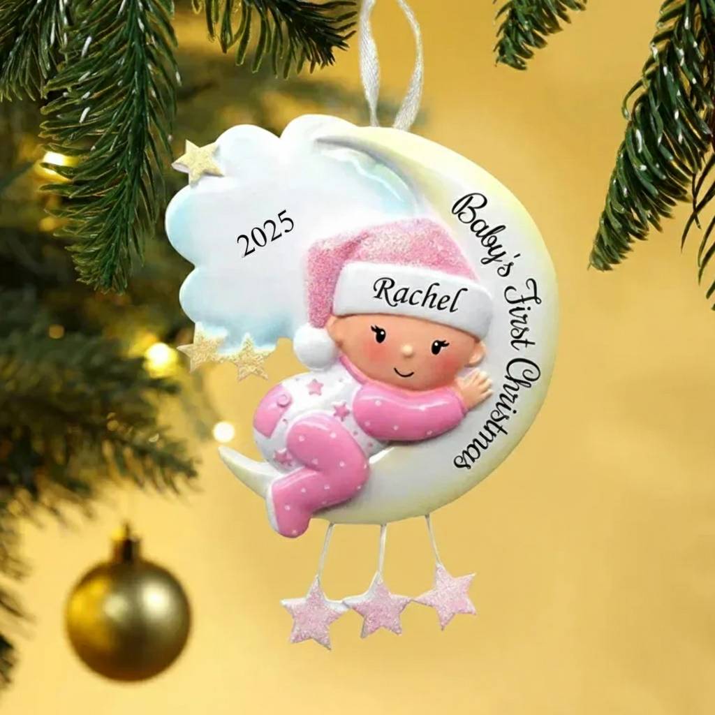Personalised Baby's First Christmas Ornament Custom Name, Text, Date Baby Christmas Gift | Jessemade