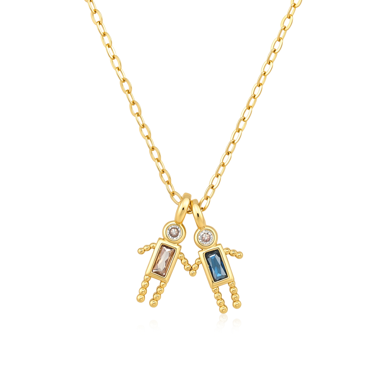 Personalised Birthstone Family Charm Necklace for Women