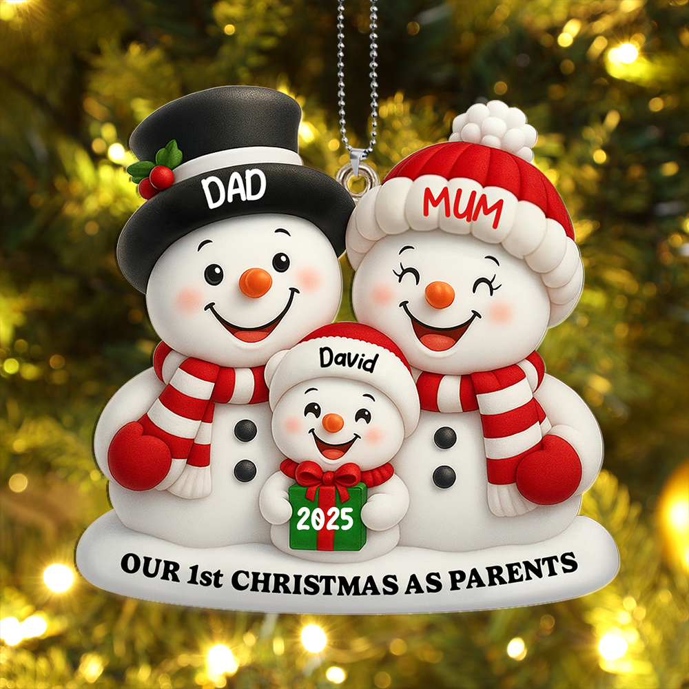 Personalised Snowman Family 1st Christmas Ornament