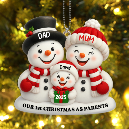 Personalised Snowman Family 1st Christmas Ornament