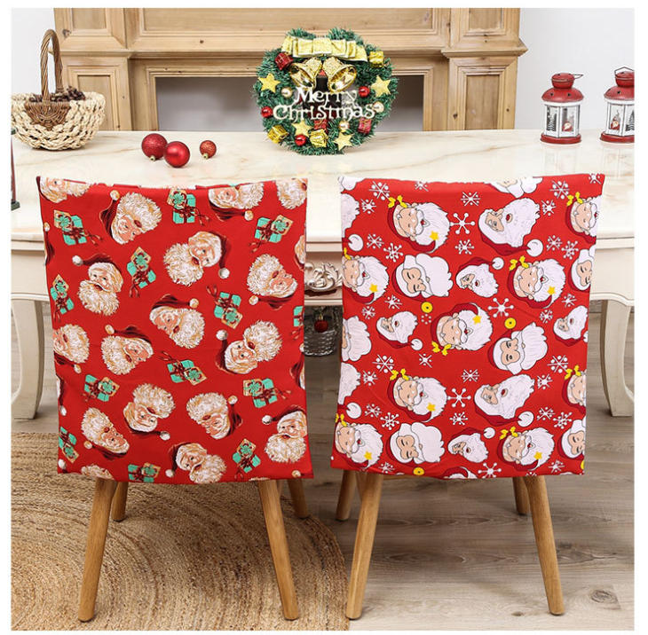 Festive Family Chair Cover with Santa Claus Print Perfect Christmas Gift 