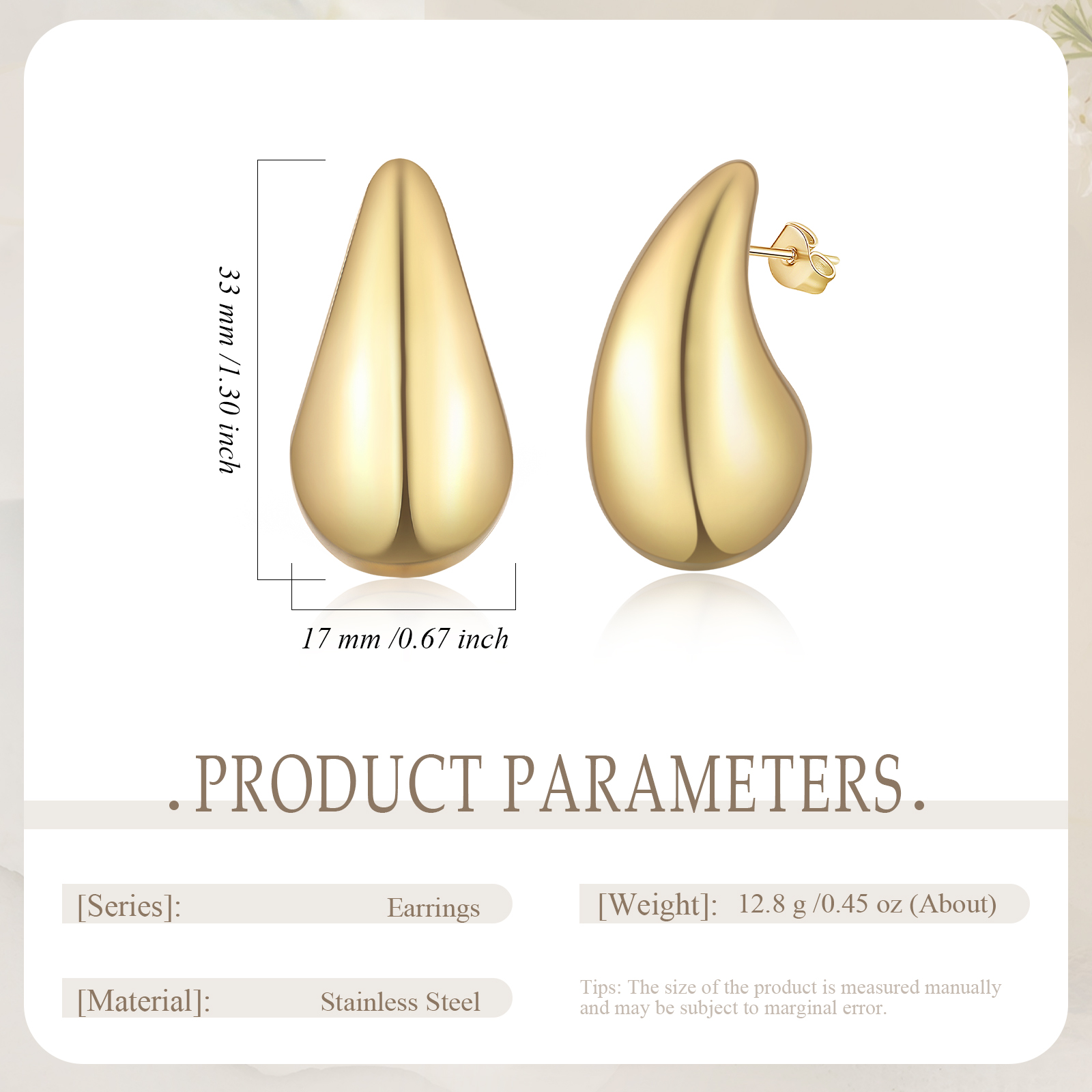 Women's Chunky Gold Hoop Earrings, Lightweight Teardrop Shape Earrings, Fashion Jewelry for Women Girls