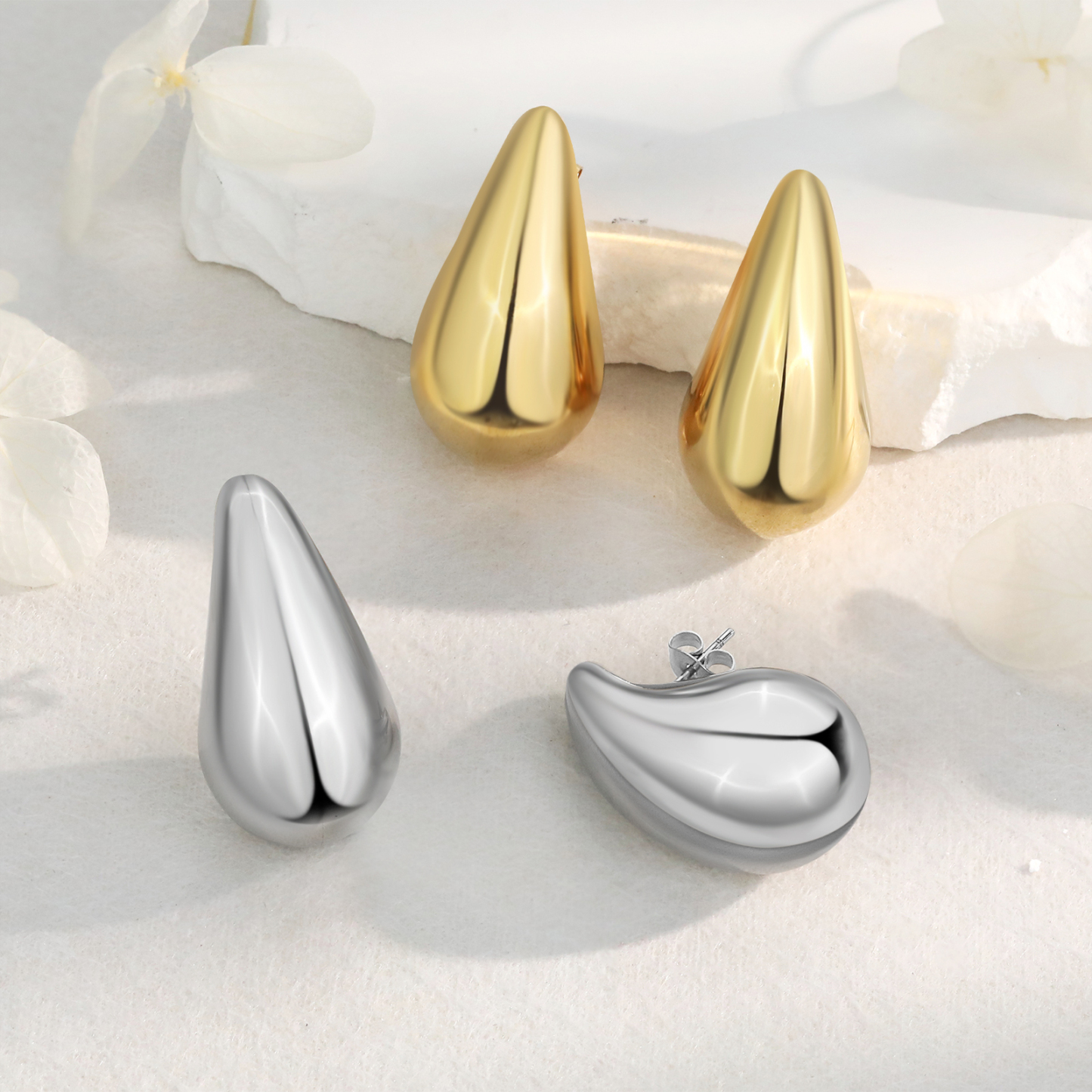 Women's Chunky Gold Hoop Earrings, Lightweight Teardrop Shape Earrings, Fashion Jewelry for Women Girls