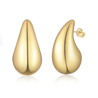 Women's Chunky Gold Hoop Earrings, Lightweight Teardrop Shape Earrings, Fashion Jewelry for Women Girls
