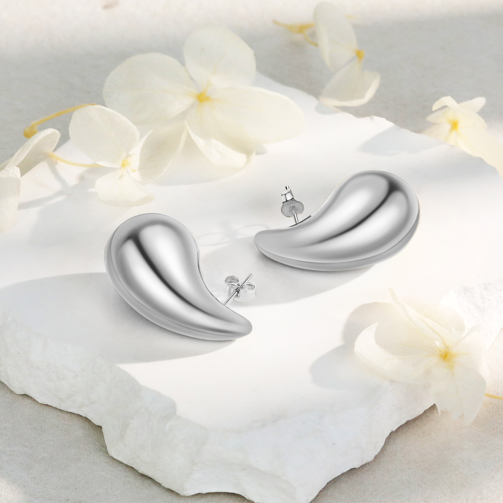 Women's Chunky Gold Hoop Earrings, Lightweight Teardrop Shape Earrings, Fashion Jewelry for Women Girls