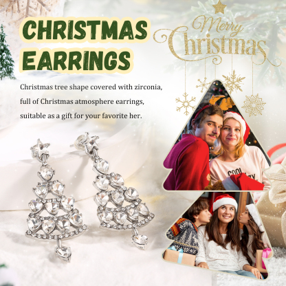 Festive Christmas Tree Earrings Sparkling Holiday Gift | Jessemade