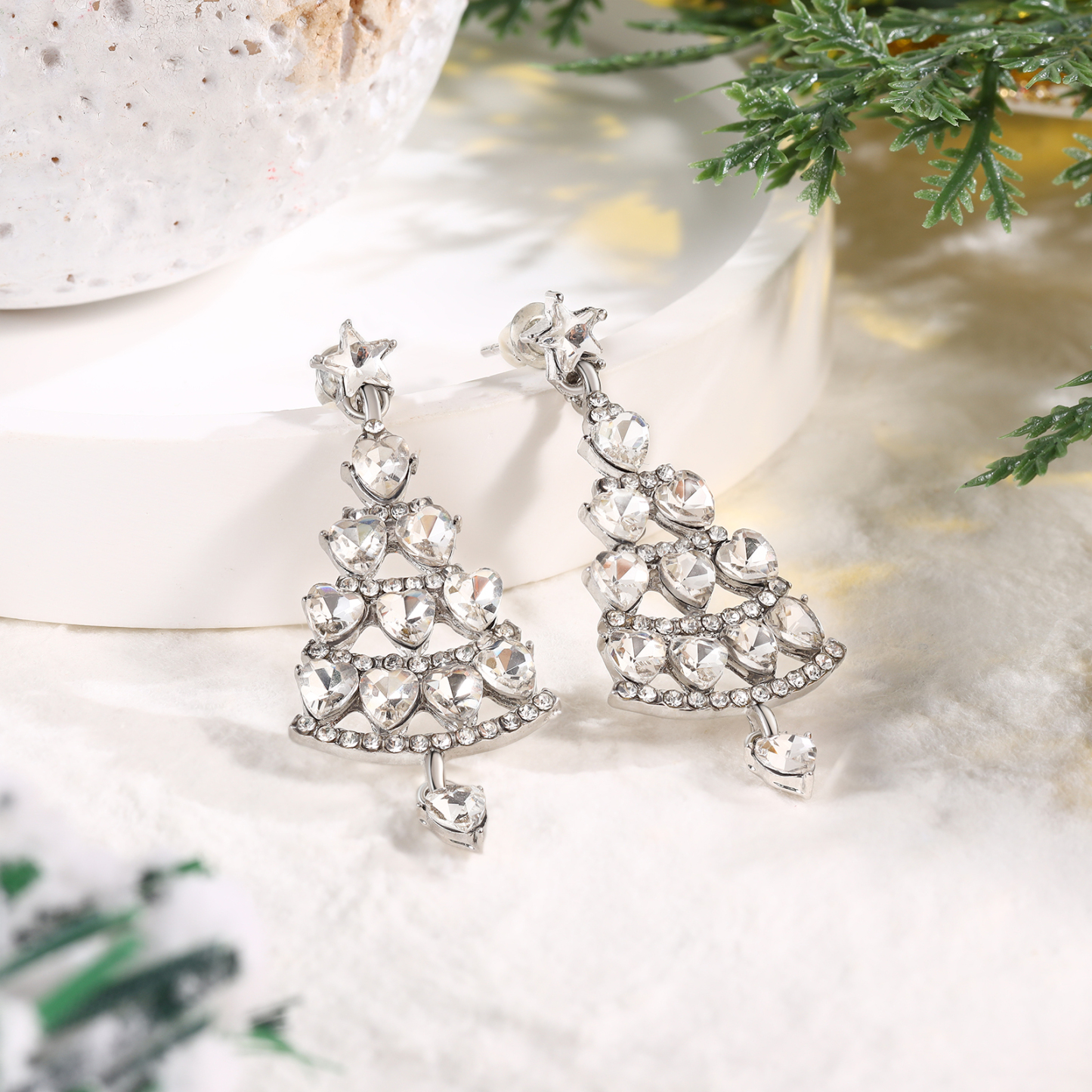 Festive Christmas Tree Earrings Sparkling Holiday Gift | Jessemade