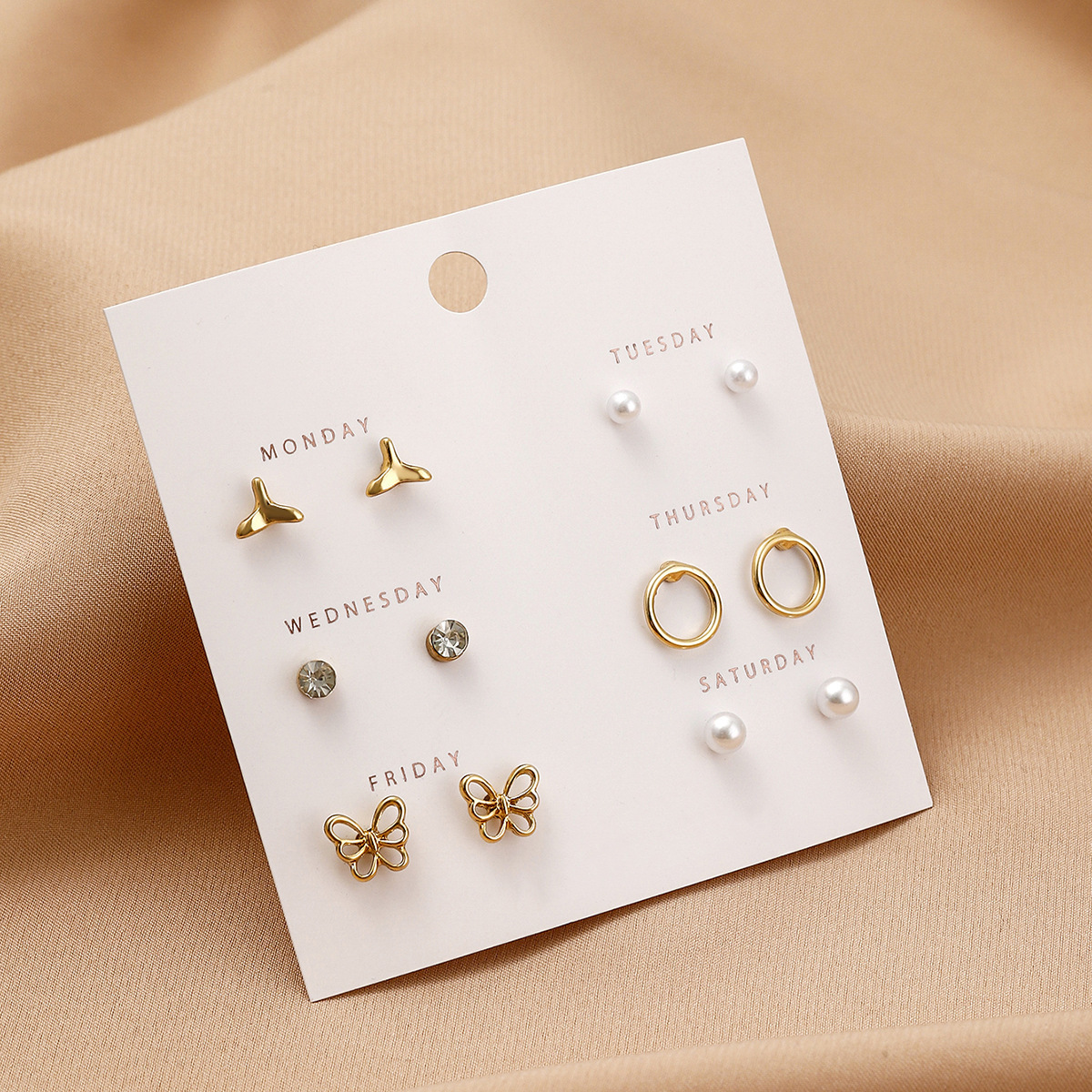 6-Pair Weekly Stud Earring Set with Cute Designs Gift for Women | Jess
