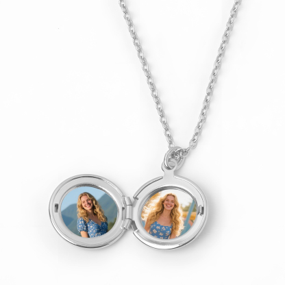 Personalised Birth Flower Locket Necklace Custom Photos Name Gift for Her | Jessemade