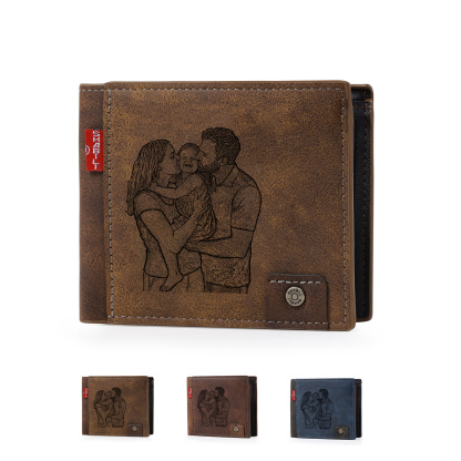 Personalised Men’s Wallet Made From Genuine Leather With an Engraved Photo and Name