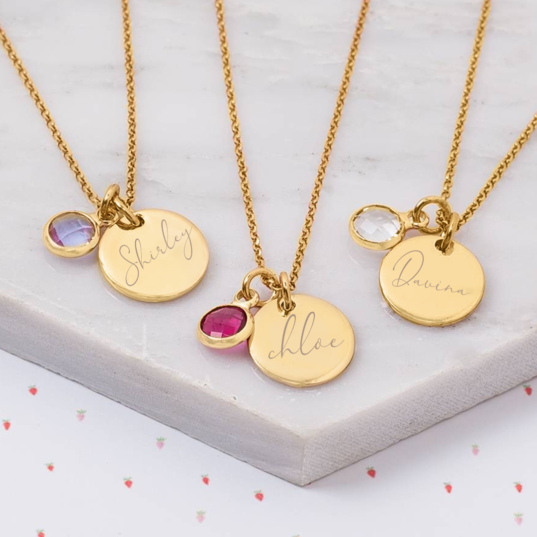 Personalised Name Necklace Custom Birthstone Birthday Gift for Her | Jessemade