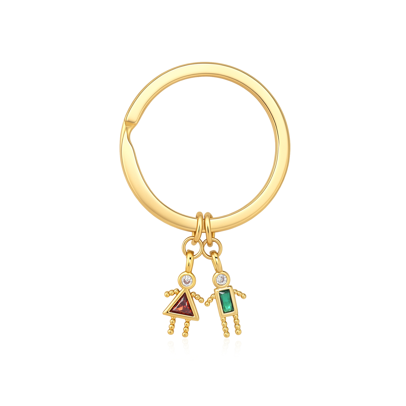Personalised Keyring with 1–6 Child Charms and Birthstones, Gift for Mum
