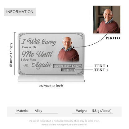 Personalised Memorial Wallet Card with Custom Name and Photo Memorial Wallet Card "I Will Carry You with Me" | Jessmade
