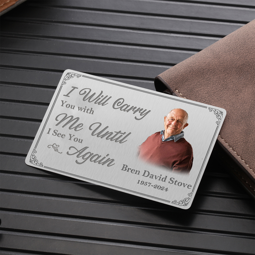 Personalised Memorial Wallet Card with Custom Name and Photo Memorial Wallet Card "I Will Carry You with Me" | Jessmade