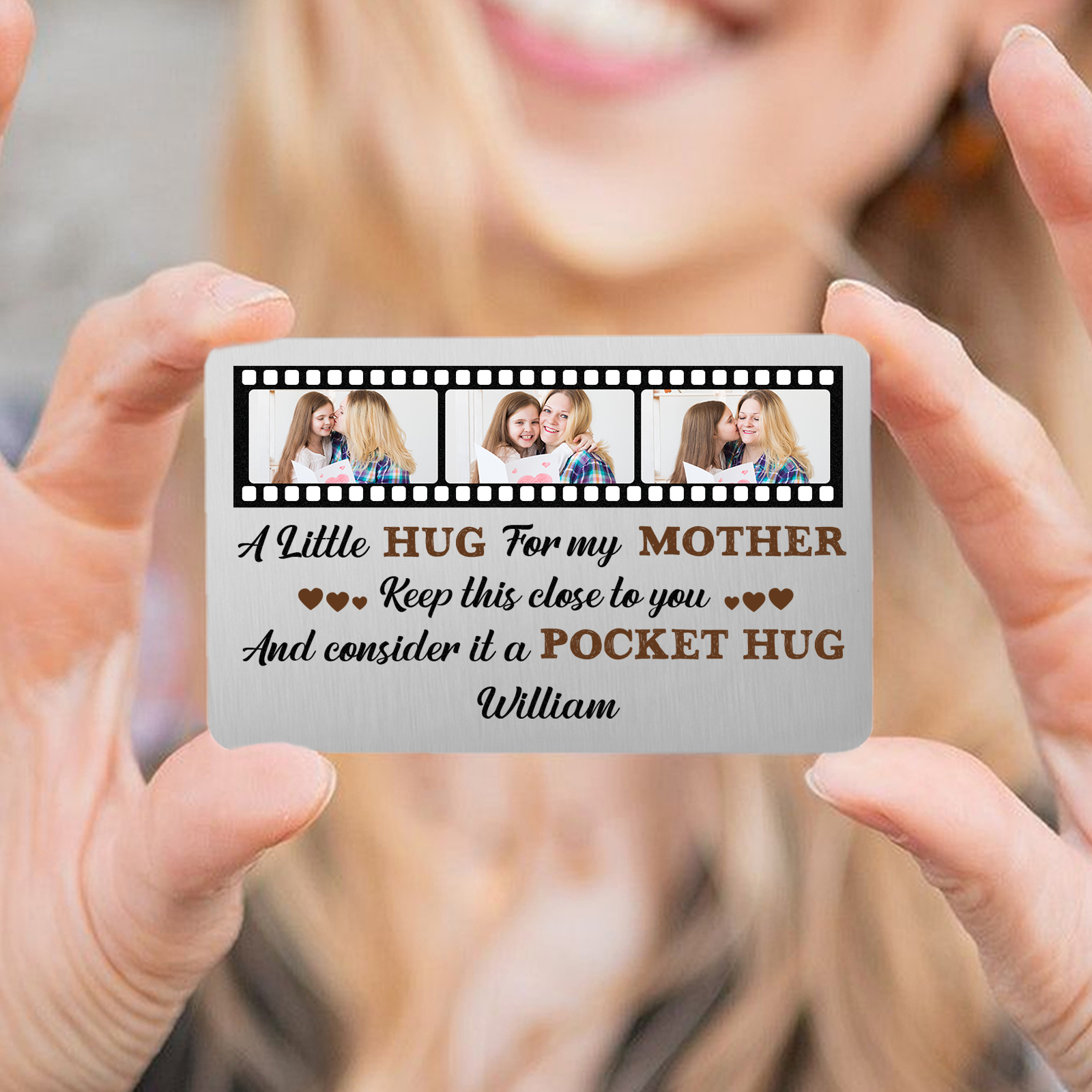 Personalised Wallet Card with Custom Name & 3 Photos Pocket Hug Gift for Mum | Jessemade